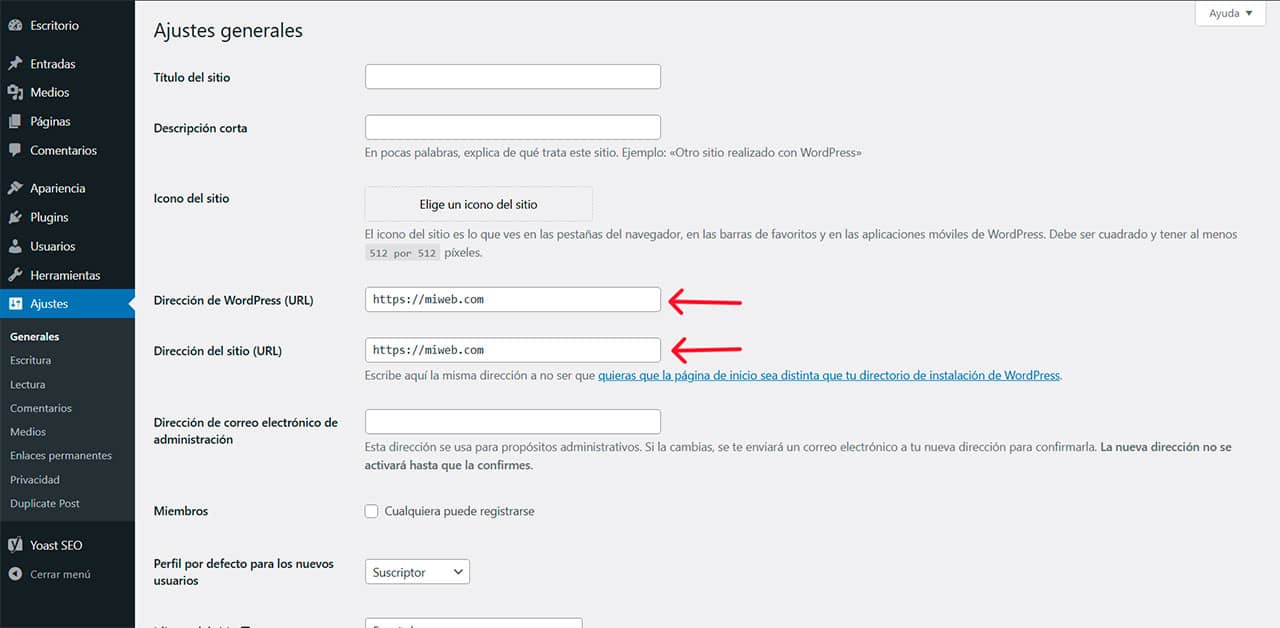 cambiar url wordpress