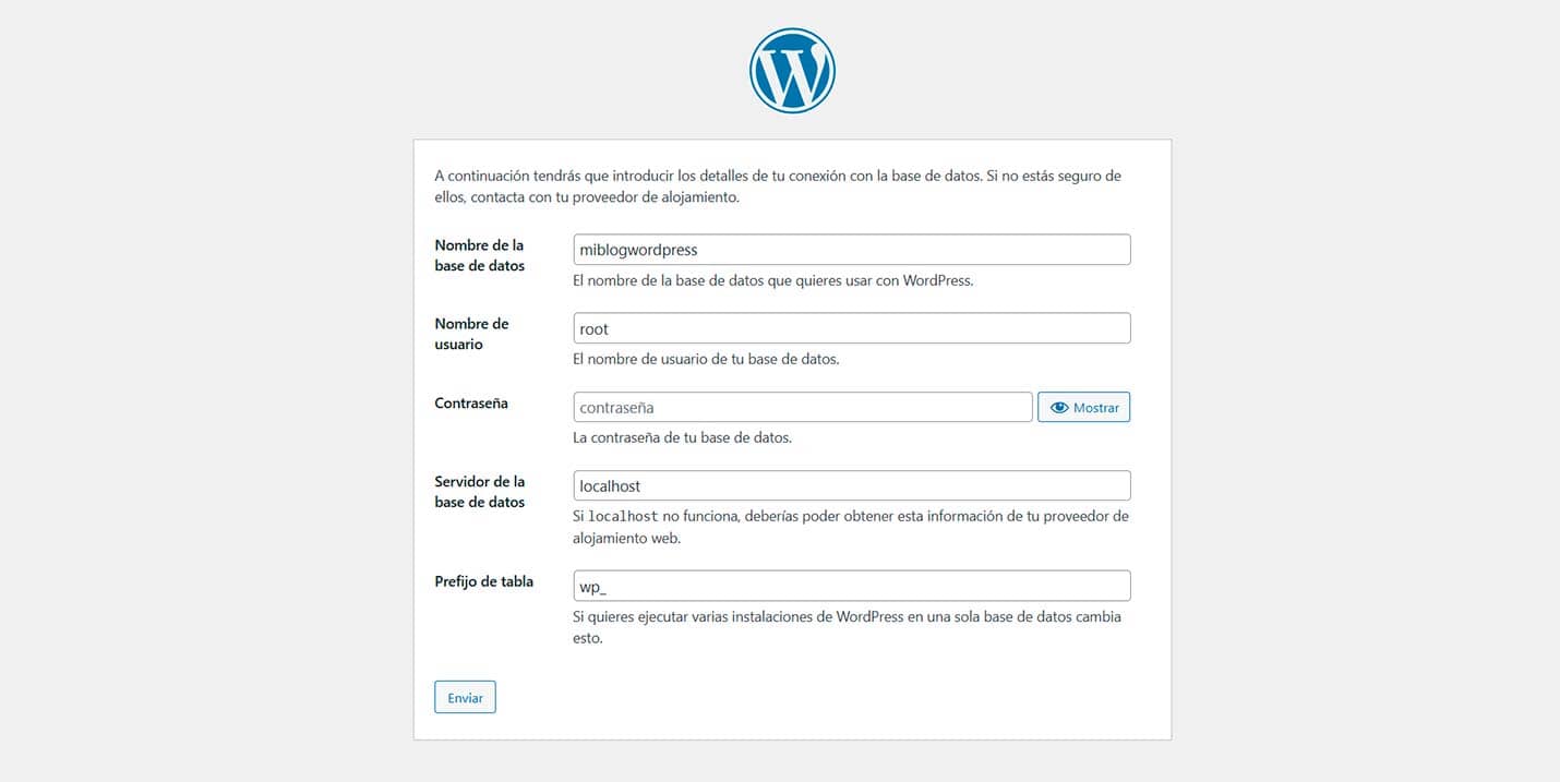 configurar wordpress