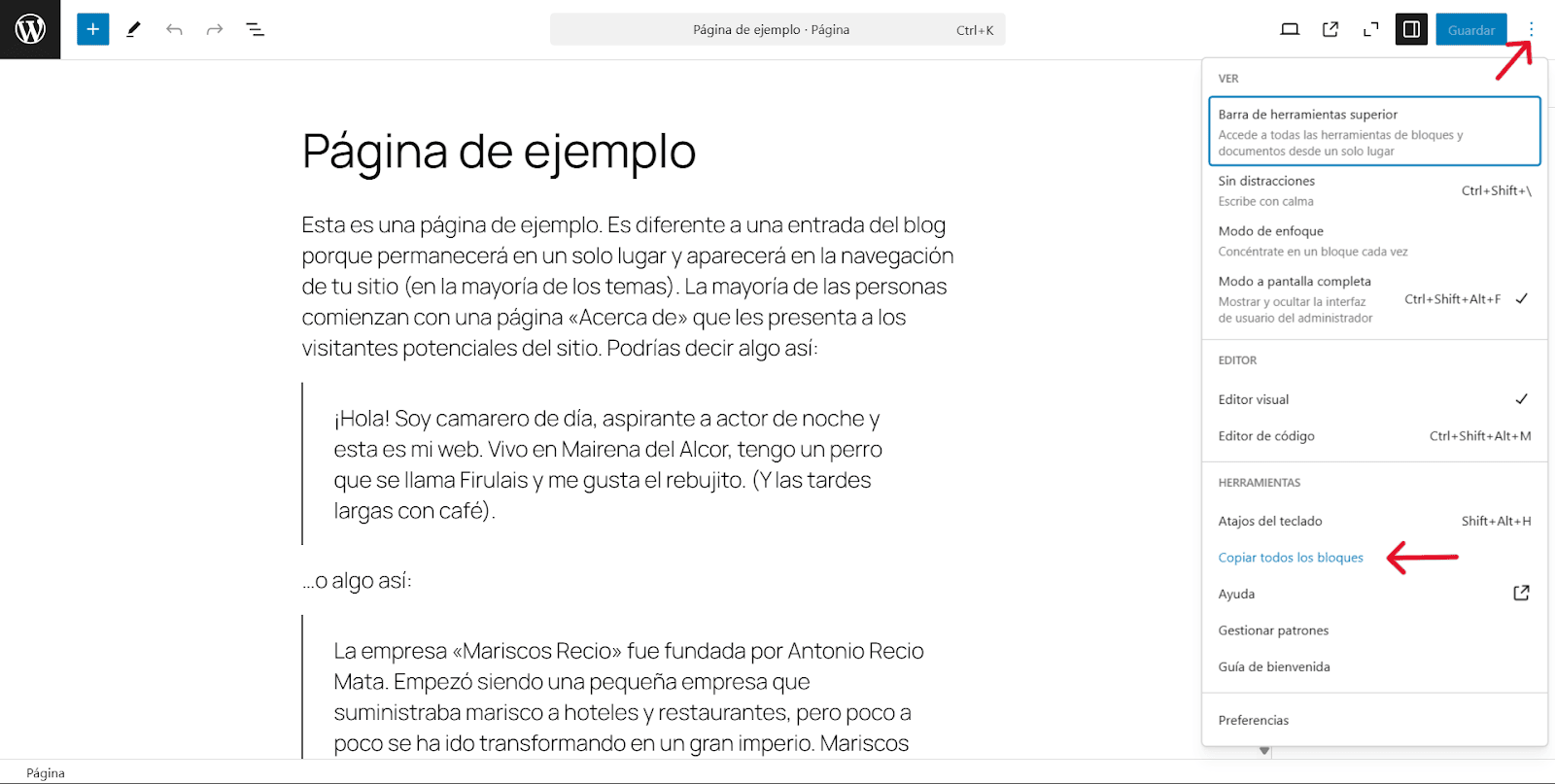 copiar contenido