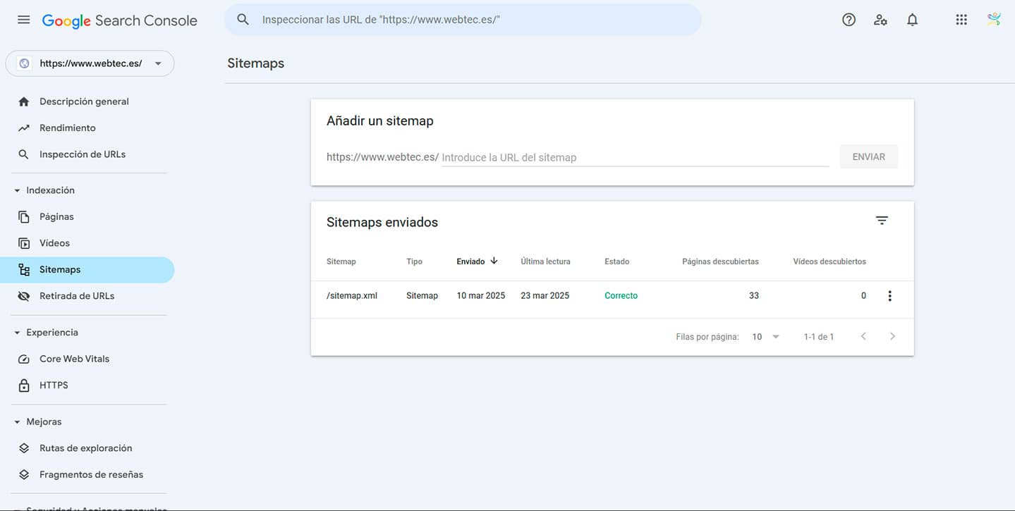 google search console sitemap