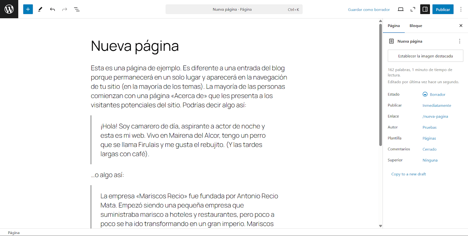 pegar contenido
