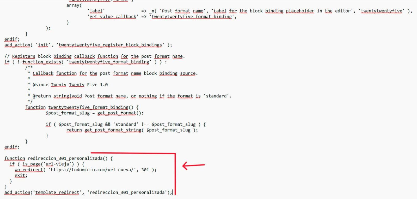 redirección functions.php