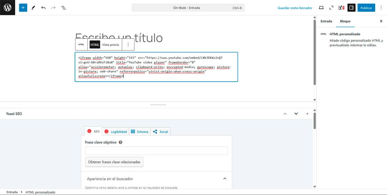 video youtube wordpress