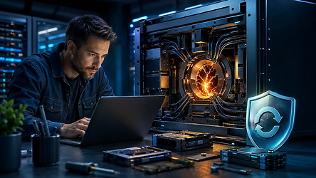 Técnico diagnosticando un fallo crítico en el servidor de una web